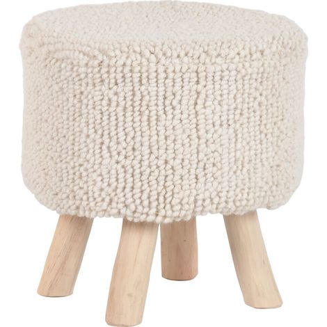 Reposapies Lana Madera 40X40X40 Hecho A Mano Crudo (1/5)