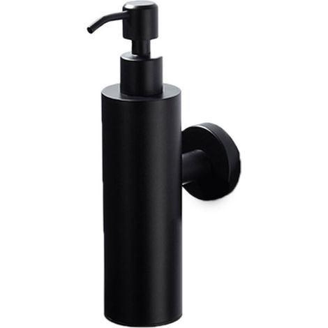 Wandseifenspender aus mattschwarzem Edelstahl (200 ml) zur manuellen Bedienung für Shampoo und Duschgel im Badezimmer. (1/5)