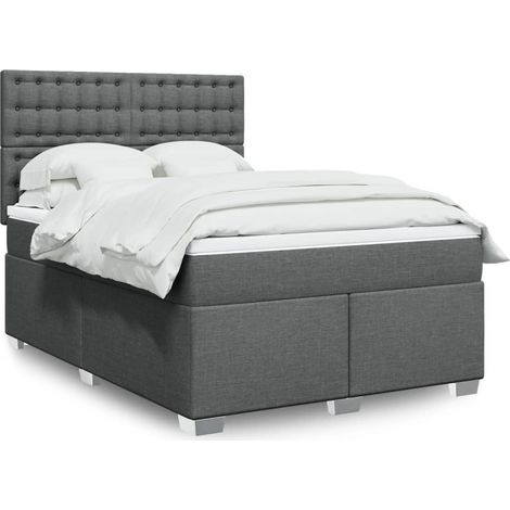 Boxspringbett mit Matratze Dunkelgrau 160x200 cm Stoff