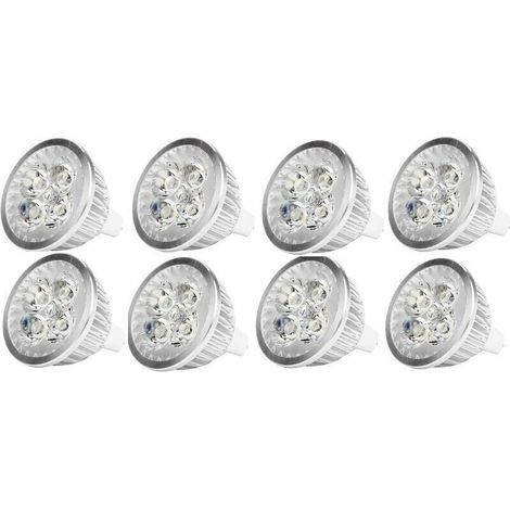 MR16 4W LED-Lampe, 12V 4W LED-Spotlampe mit MR16 GU5.3-Sockel, für die Gartenbeleuchtung geeignet, entspricht einer 50-Watt-Halogenlampe, kaltweiß, 8er-Pack (1/5)