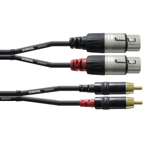 Câble adaptateur audio [2x XLR femelle - 2x Cinch-RCA mâle] Cordial CFU 1,5 FC noir 1.50 m (1/2)