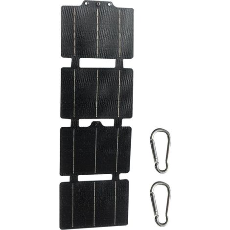 Cargador solar plegable de 14 W para camping: ligero y de alta eficiencia para teléfono y tableta, ideal para camping, senderismo y mochilerismo.