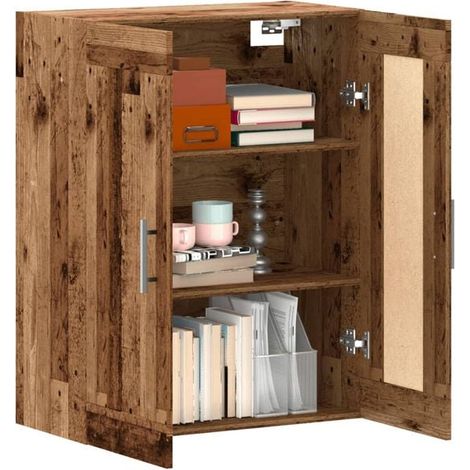 Meuble de Rangement Mural 69,5 x 34 x 90 cm - Placard Suspendu en Bois d'Ingénierie Effet Rustique pour Salon, Cuisine ou Entrée (1/5)