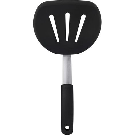 Espátula para tortitas,Espátula de silicona para tortitas,Espátula redonda ancha,Espátula redonda de silicona para tortitas,30 x 15,1 cm,Negra (1/5)