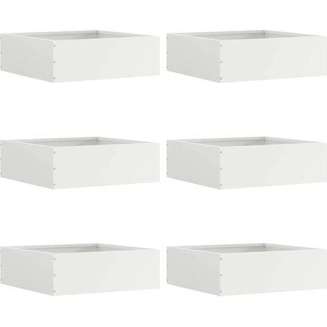 Raseneinfassung 6 pcs Weiß 40 x 40 x 13 cm Stahl