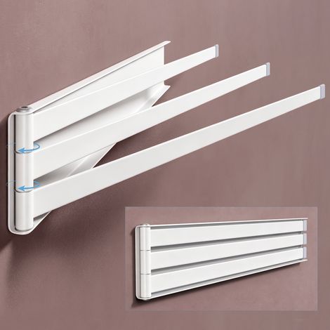 doporro Handtuchhalter ohne Bohren und mit Magnet, 180° schwenkbar, selbstklebende Handtuchstange mit 3 Armen, Wandhalterung für Bad, Küche & Kühlschrank, Modern Matt Weiß
