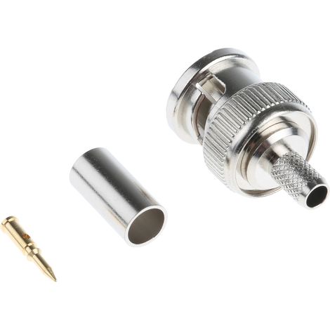 Connecteur coaxial RS PRO Mâle Droit, raccordement A sertir 50O Montage sur câble ( Prix pour 1 ) (1/2)