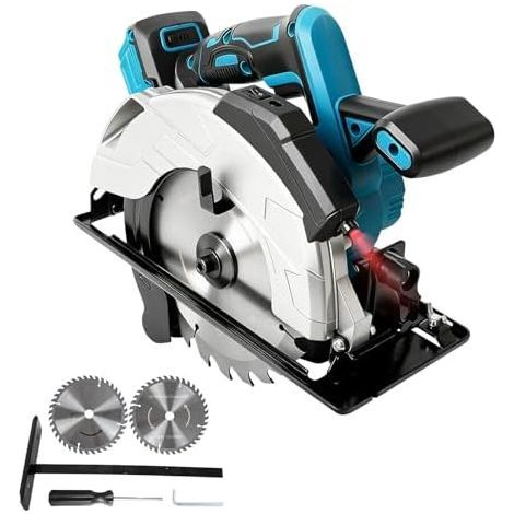 Scie circulaire sans balais compatible avec batterie Makita 18V 5000 tr/min 850W coupe en biseau 0-45°, scie circulaire sans fil avec éclairage LED (sans batterie) (1/5)