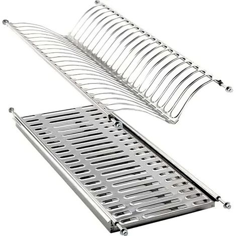 Scolapiatti e scolabicchieri in acciaio inox con vaschetta  60 cm