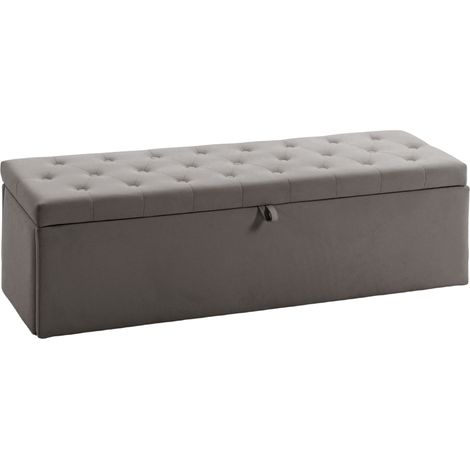 Baúl de almacenamiento Puff – Banco de almacenamiento de 141 L – Terciopelo – Capacidad de carga de 240 kg – 137 x 41 x 42 cm – Gris