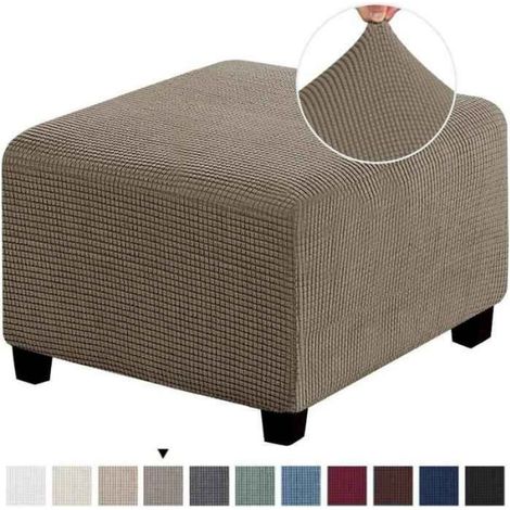 Housse Repose-pieds - Polaire Extensible - Pour Canapé - Taupe - Taille M 60-76 cm