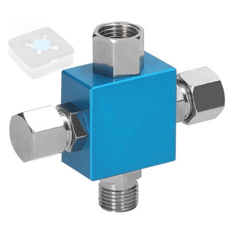 Répartiteur compact à trois voies pour compresseur d'aérographe, polyvalent et performant avec plusieurs outils. (1/5)