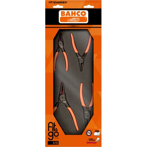 Bahco Fit&Go 1/3 Schaumstoffeinlage, Sicherungsringzangen-Satz - 4-tlg.