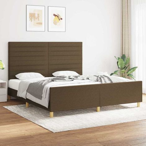 Cadre de lit sans matelas marron foncé 180x200 cm tissu (1/5)