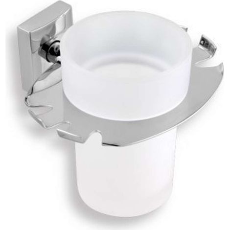 Novaservis Metalia 12 - Bicchiere porta spazzolini e dentifricio con supporto, vetro/cromo 0249,0