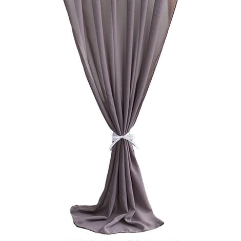 Chemin de table en mousseline grise, 148 cm, pour mariage et décoration de scène. (1/5)