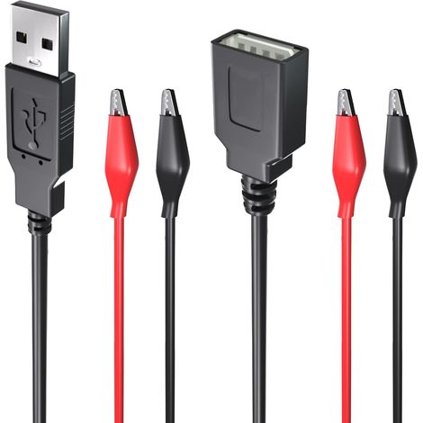 Dual-Kupfer-USB-Krokodilklemmen-Messleitungssatz, USB-Stecker, Buchse, Krokodilklemmen für die Prüfung elektrischer Schaltkreise (1/4)