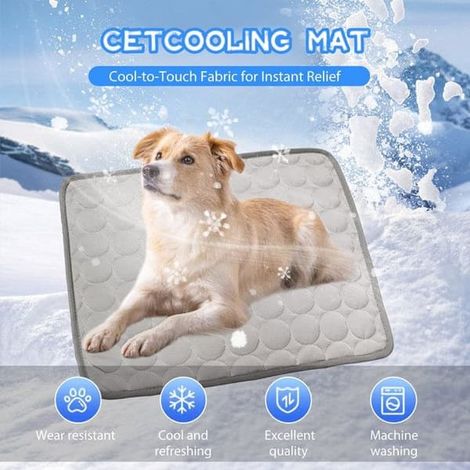SABIR-Tapis rafraîchissant gris XL pour chat 100x75cm Grand coussin d'été pour grands chiens – Auto-rafraîchissant, durable et facile à nettoyer (1/5)