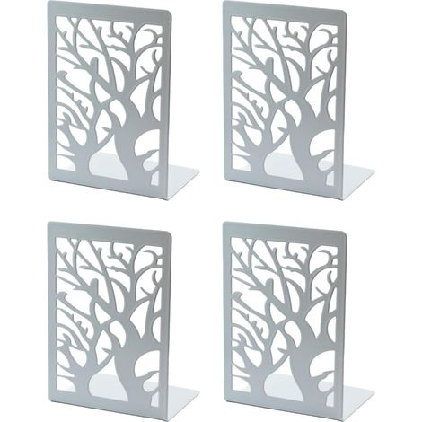 Lot de 2 paires serre-livres blancs métal design branche, dimensions 17,5×12×9 cm
