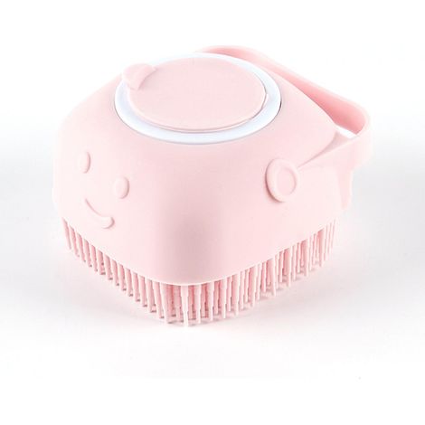Brosse de douche portable pour animaux de compagnie, brosse professionnelle pour le nettoyage du corps des chats et des chiens, rose. (1/5)