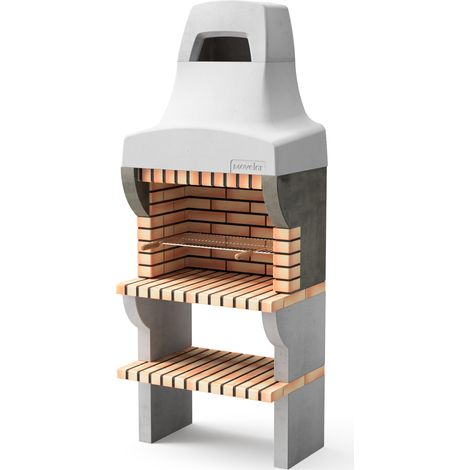 MOVELAR - Barbacoa de Obra Prefabricada de Leña y Carbón Modelo Bailen Plus (Gris, Naranja - 86,5 x 58 x 220 cm) REF: M00519 - Cocina de Exterior con Chimenea para Jardín y Terraza (1/3)