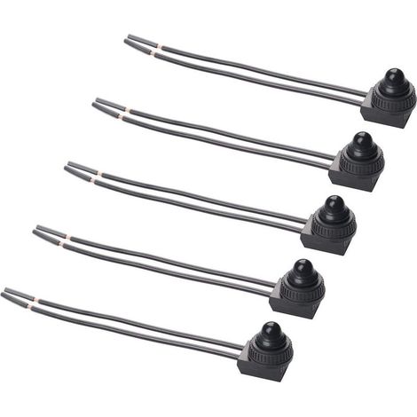 Cinq interrupteurs à bouton-poussoir autobloquants 12 V, interrupteurs à bouton-poussoir câblés étanches, adaptés aux motos/voitures. (1/5)