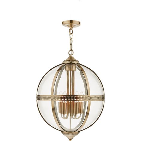 Vanessa Lanterne à 5 Lumières Laiton Antique Verre (1/5)