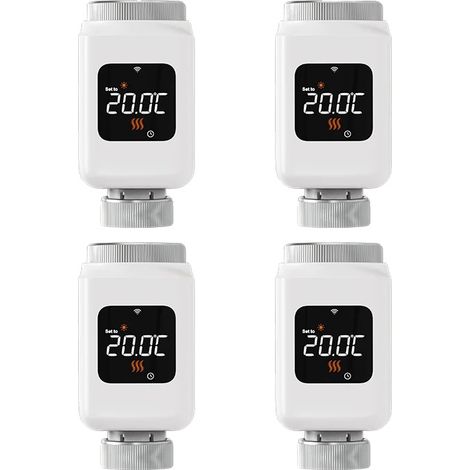 Vanne de Radiateur Thermostatique, Contrôle Intelligent, Modes d'Économie d'Énergie, 4PCS (1/2)
