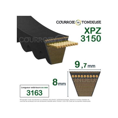 Courroie type trapézoïdale crantée XPZ3150