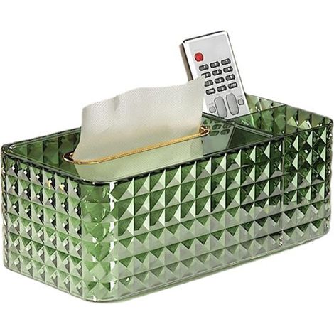 Aufbewahrungsbox für Stoffhandtücher, Rautenmuster, Seitenfächer, transparent grün (1/5)
