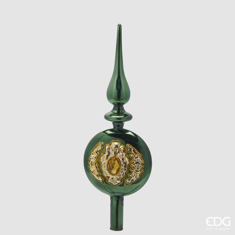 PUNTALE IN VETRO CON GEMME, H31XØ10CM, VERDE