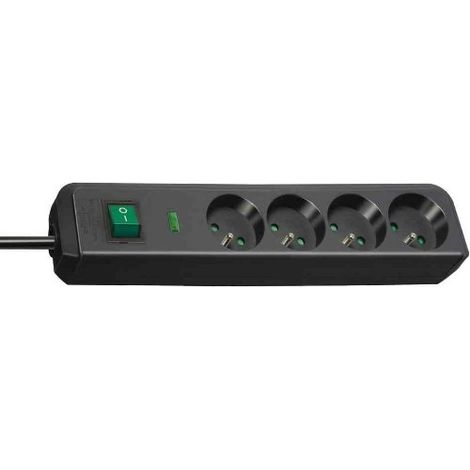 Brennenstuhl Eco-Line 1153904314 - Presa multipla a 4 vie, colore: Nero