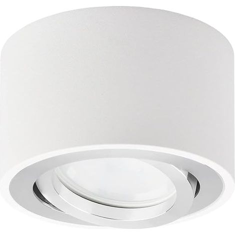 Spot LED en Saillie Orientable Ø80x50mm Plafonnier Luminaire Apparent Ronde Blanc Plafonnier Spot Downlight 5W LED Module 400LM 3000K Blanc Chaud (1/4)