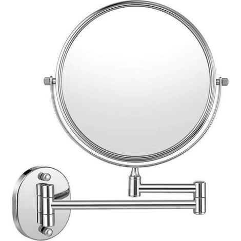 ih Extendable Bathroom Mirror 10X Hanging Wall Mounted Makeup Round Double-Sided 360° Swivel Magnification Vanity Cosmetic Mirror Chrome Finish for Bath, Spa and Hotel (1/5)