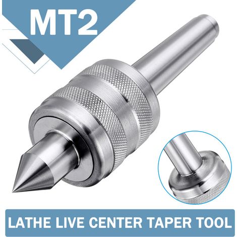 MT2 0.001 Utensile conico per contropunta mobile per tornio in acciaio di precisione con triplo cuscinetto per tornio da taglio CNC Utensile per tornio per metallo e legno (1/2)