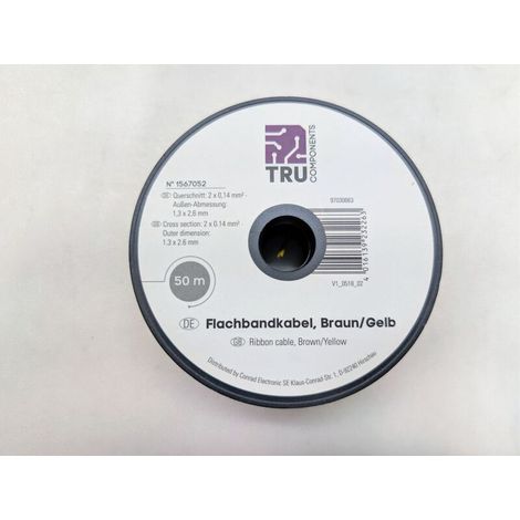 [NEUWERTIG] B-Ware TRU COMPONENTS Litze 2 x 0.14 mm² PVC Kupfer flach 50 m Elektroinstallation gelb (1/2)