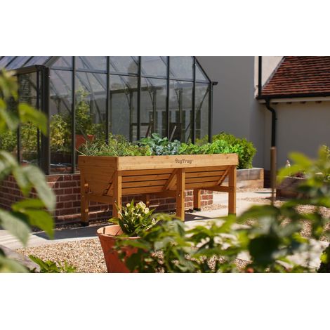 Carré potager en bois 420L – Longueur 1,80m – Bois durable certifié FSC – Design en V pour croissance optimale – Vegtrug (1/5)