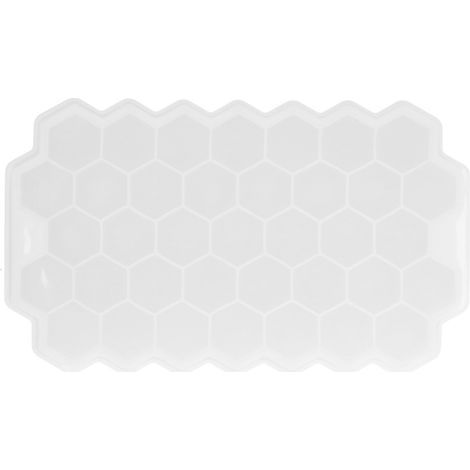 Bac à glaçons en forme de nid d'abeille 37 alvéoles avec couvercle silicone, moule à glace alimentaire pour bar et maison, blanc (1/5)