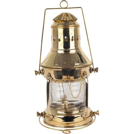Lanterna marinara in ottone dorato con vetro per candela 35 cm (1/5)