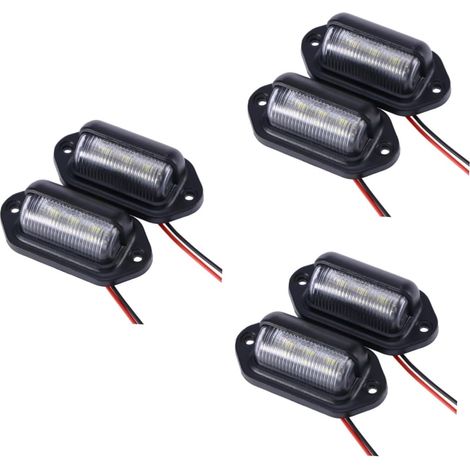 6pièces Feux De Plaque Immatriculation Led Éclairage De Marqueur Latéral Et Lampe De Pour Voitures Camions Et Remorques Noir (1/5)