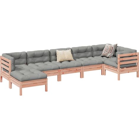 Set de sofás jardín 7 pzas con cojines madera abeto Douglas vidaXL (1/5)