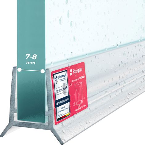 STEIGNER Duschdichtung UK24-8 Ersatzdichtung für Dusche Wasserabweiser, L, 140 cm, (Einzeldichtung), 7mm bis 8mm Glasstärke