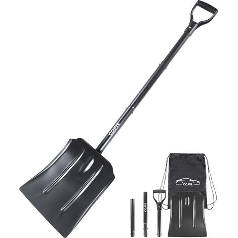QAZQA 120cm Pelle à Neige Tête de Bêche Plus Grosse Quatre Pièces en Un Outil pour Suppression de Sable ou Neige à Usage Externe pour Voiture et Jardinage (1/4)