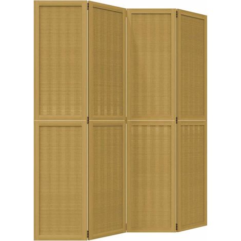 Room Divider 4 Panels Brown Solid Wood Paulownia vidaXL