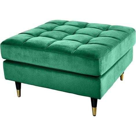 Pouf KOLIRI verde smeraldo – design quadrato in velluto
