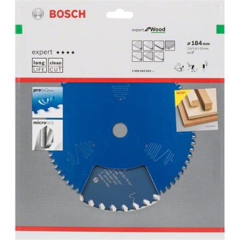 Bosch Hoja de sierra circular Expert for Wood para sierras circulares de mano 184 x 30 x 2,6 mm 40 - 2608644042 (1/2)
