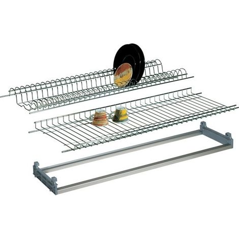 Kit scolapiatti cromato da incasso con telaio regolabile 86x25 cm