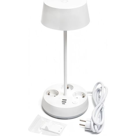 Veilleuse LED multifonctionnelle avec prise, 4,6 W, 3 températures de couleur, 450 lm, prises + USB + support pour téléphone portable (1/3)