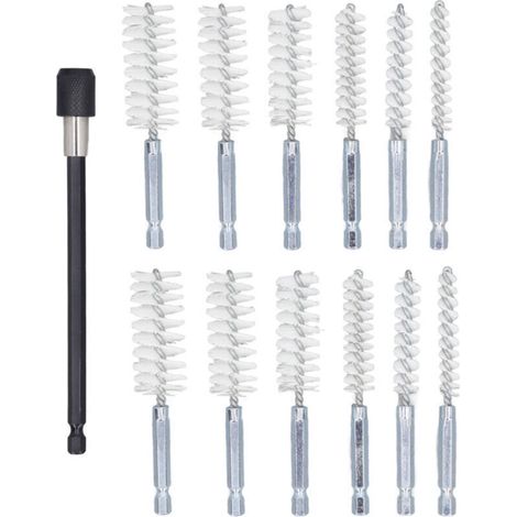 Brosses Trouées, Brosse Trouée en Fil d'acier Inoxydable, Longueur 4 Pouces, Diamètre 6, Tige Hexagonale 1/4 pour Usage Domestique (Nylon (Blanc)). (1/5)