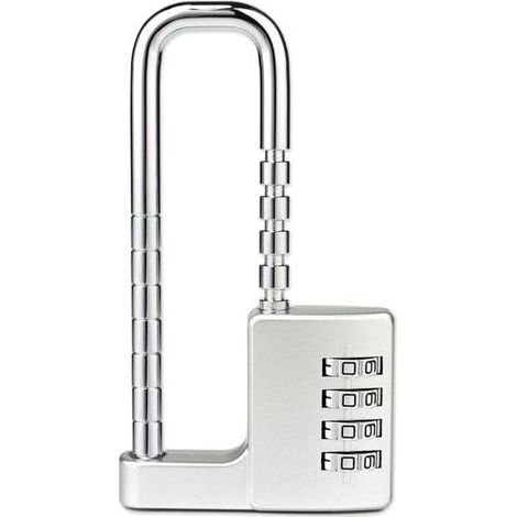 Lntyq Armoire Mot passe Cadenas, 4 Chiffre Combinaison Verrouillage Réglable Long Manille Serrure Gym Casier Serrure Code pour Gym Clôtures Extérieur, Argent (1/5)